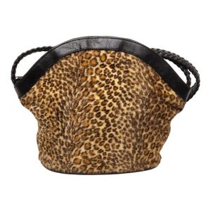 TiannI faux cheetah  shoulder bag purse with black trim